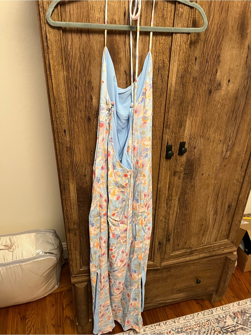 Something Navy Pastel Blue Floral Maxi Dress - Picture 2 of 6